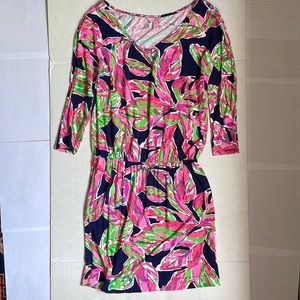 Lilly Pulitzer, Navy/Pink/Green, Small, pull on knit dress